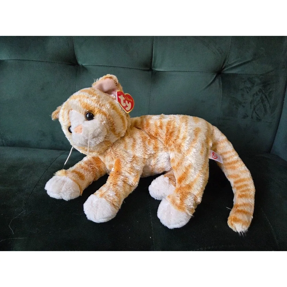 Ty Classic Cobbler Orange Tabby Plush Cat 12'' Laying W/ Tags 2016